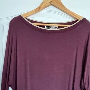 Melanie Lyne Burgundy Soft Knit Top w/ Subtle Sparkle Trim – Size M